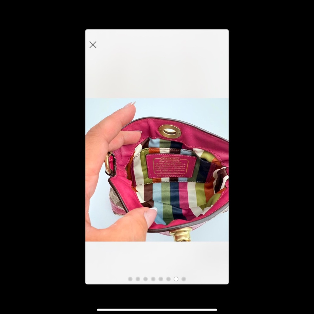 Coach Signature Mini Canvas and Fuchsia / Burgundy Vintage EUC - Picture 2 of 8